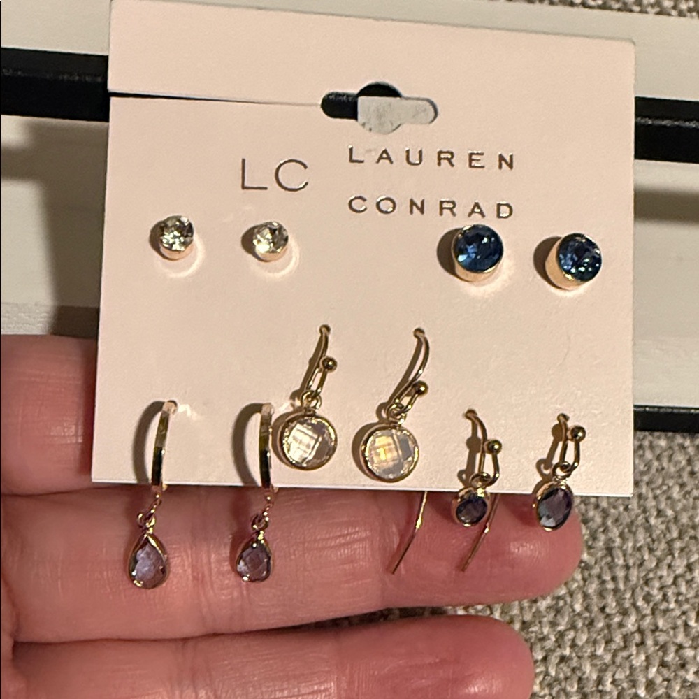 LC Lauren Conrad Gold and Blue Earring Collection